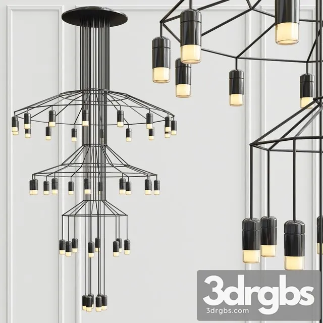 Vibia Wireflow Chandelier 0378 LED Suspension 42 Lamp 3D Model Download
