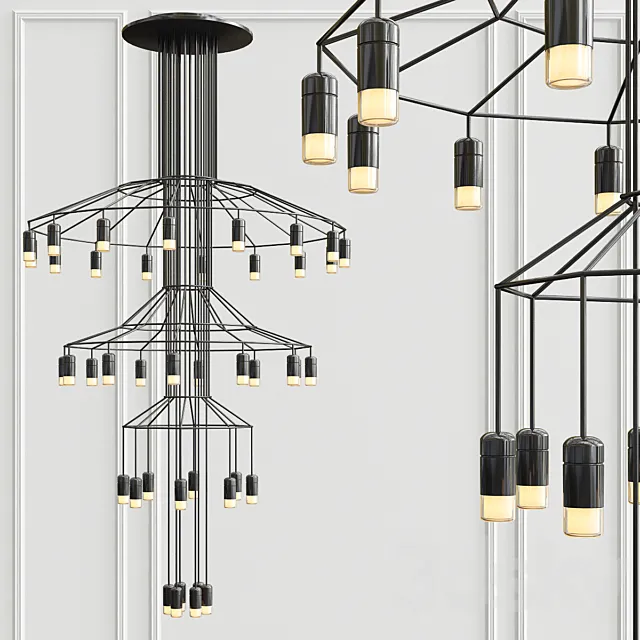 Vibia Wireflow Chandelier 0378 LED Suspension 42 lamp 3DModel