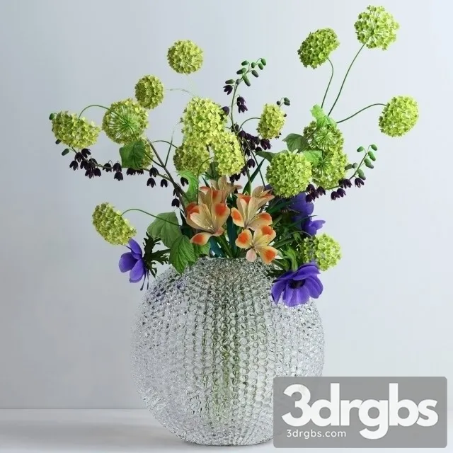 Viburnum Anemones Alstromeria 3D Model Download Viburnum Anemones Alstromeria 3D Model Download