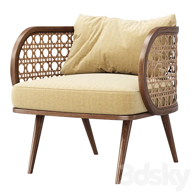 Victoria wooden rattan chair PS80 _ Rattan restaurant chair 3D Model