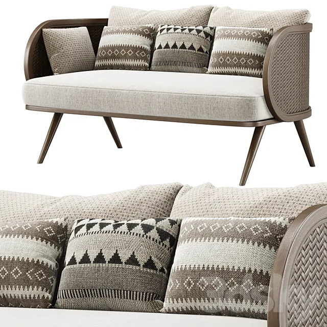 Victoria wooden rattan loveseat VA30 _ Double garden rattan sofa 3D Model Victoria wooden rattan loveseat VA30 _ Double garden rattan sofa 3D Model