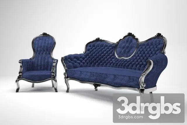 Victorian Classic Sofa Chair 02 3D Model Download