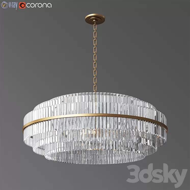 Vienna 48 Round Crystal Chandelier Antique Brass 3D Model Vienna 48 Round Crystal Chandelier Antique Brass 3D Model