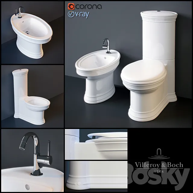 Villeroy & Boch (Amadea) floor WC and bidet 3D Model