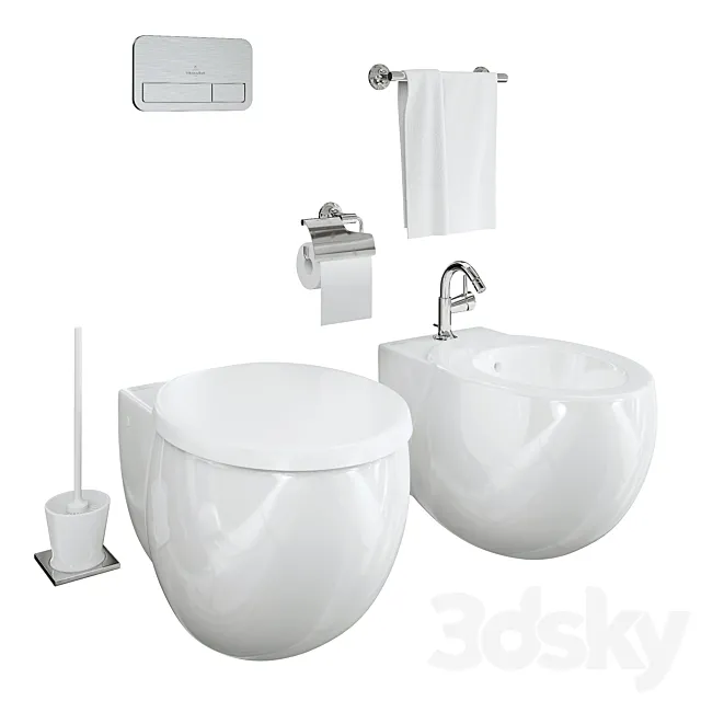 Villeroy & Boch Aveo toilet ans bidet 3D Model