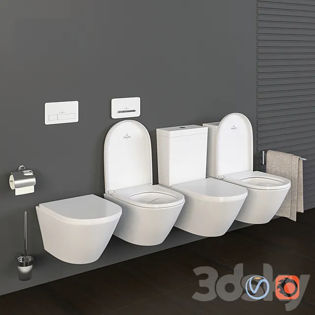 [3DSKY] Villeroy & Boch Collection Avento Toilet Bowl. Bidet 3DModel ...