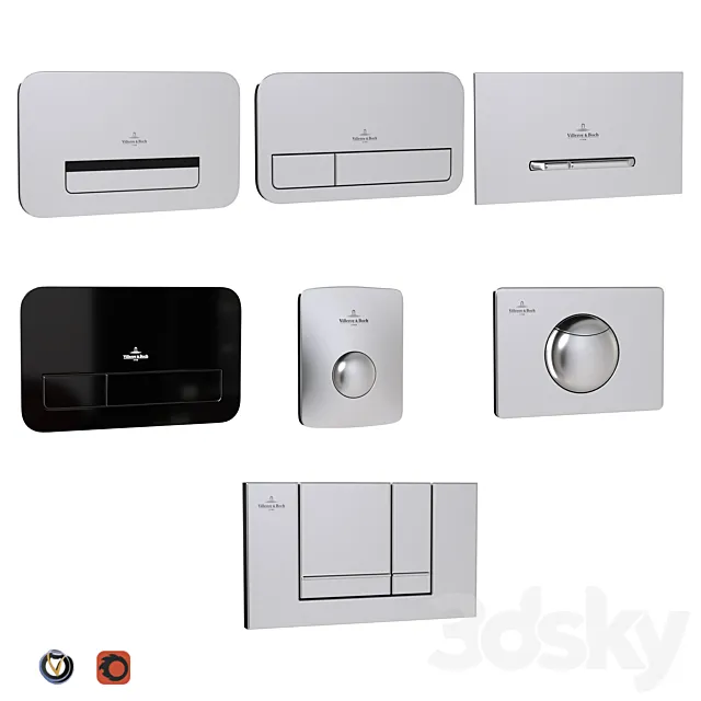 Villeroy & Boch flush plates for installation (7 pcs.) 3D Model Villeroy & Boch flush plates for installation (7 pcs.) 3D Model