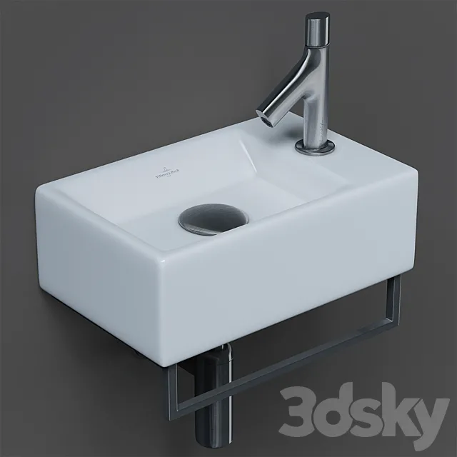 Villeroy & Boch Motsen sink and Jacob Delafon Oblo faucet 3D Model