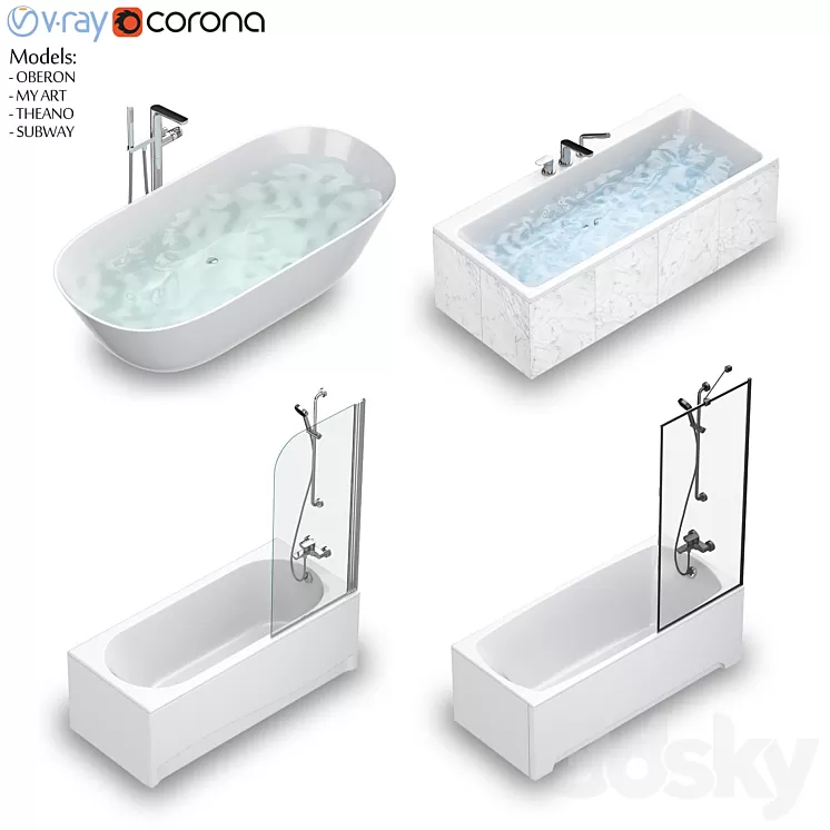 Villeroy & Boch set 55 bath set (Oberon Subway My Art Theano) 3D Model