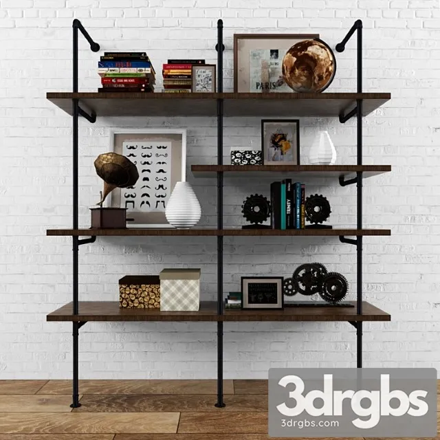Vintag Shelves Loft Shicht Decor Set 3D Model Download Vintag Shelves Loft Shicht Decor Set 3D Model Download