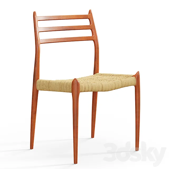Vintage 78 chair in teak and paper cord by Niels Otto Moller 3D Model Vintage 78 chair in teak and paper cord by Niels Otto Moller 3D Model