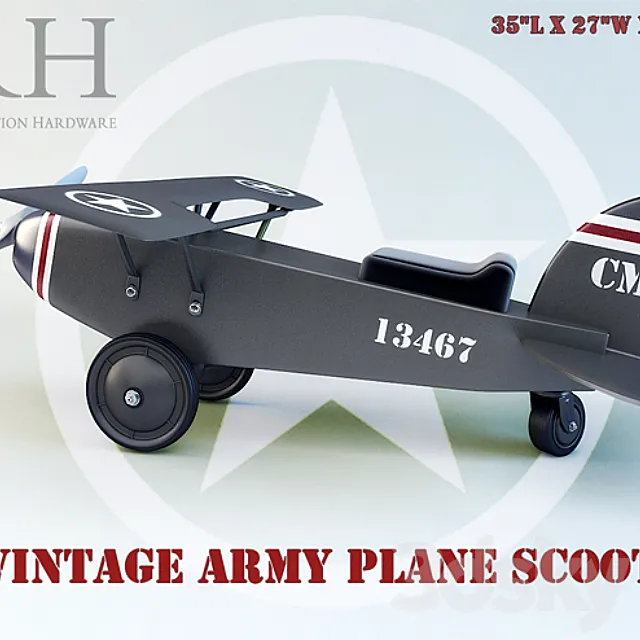 vintage army plane scoot 3DModel vintage army plane scoot 3DModel