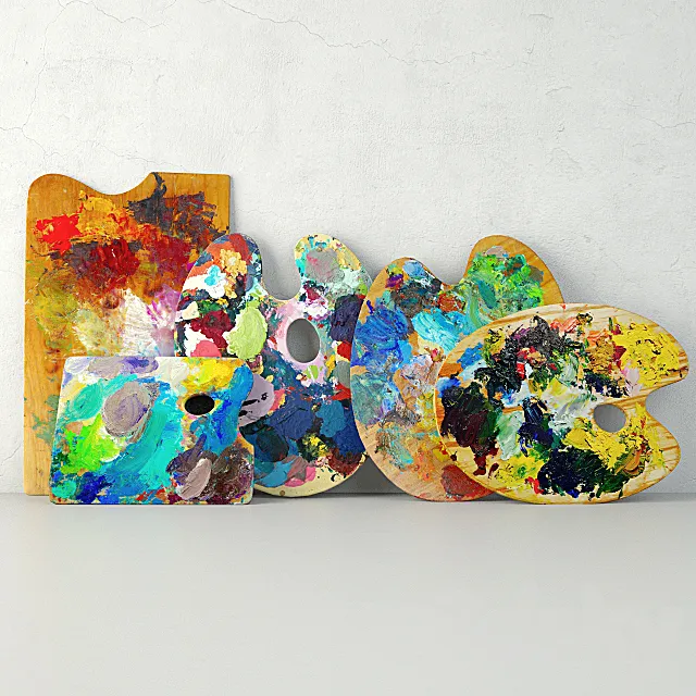 Vintage Artist Palettes 3DModel Vintage Artist Palettes 3DModel