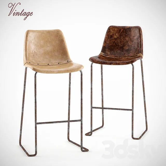 VINTAGE BAR CHAIR _ Vintage bar stool 3D Model VINTAGE BAR CHAIR _ Vintage bar stool 3D Model