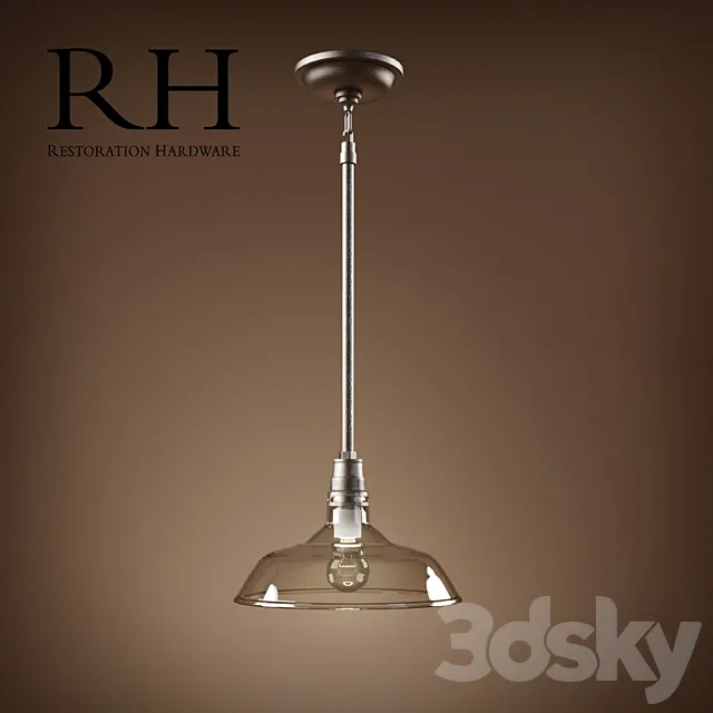 VINTAGE BARN GLASS PENDANT DISTRESSED ALUMINUM 3D Model VINTAGE BARN GLASS PENDANT DISTRESSED ALUMINUM 3D Model