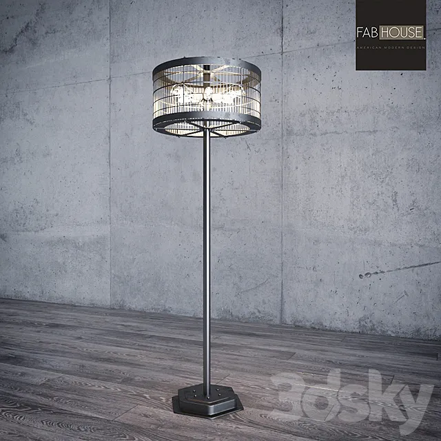 Vintage Cage Floor Lamp – Horizontal 3D Model Vintage Cage Floor Lamp – Horizontal 3D Model