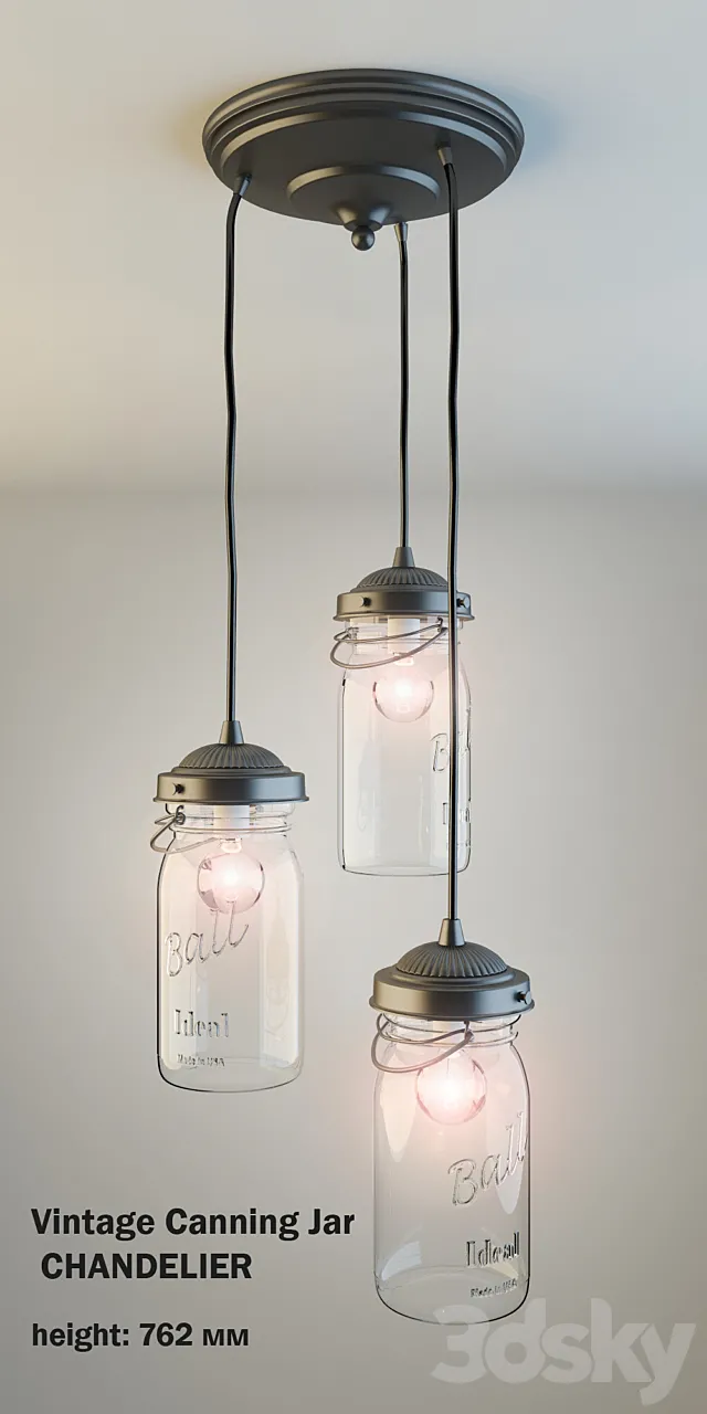 Vintage Canning Jar CHANDELIER 3DModel Vintage Canning Jar CHANDELIER 3DModel