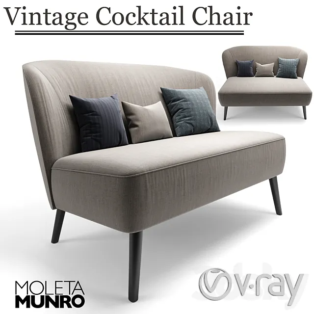 Vintage Cocktail Sofa With Pillow 3DModel Vintage Cocktail Sofa With Pillow 3DModel