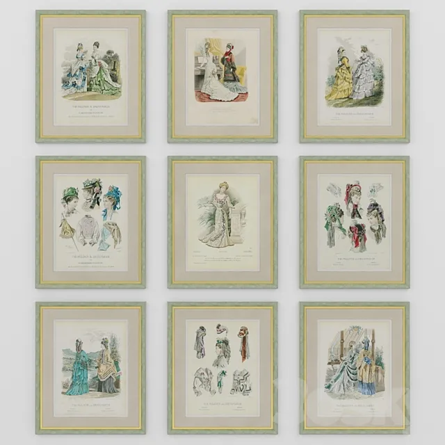 Vintage fashion prints 3D Model Vintage fashion prints 3D Model