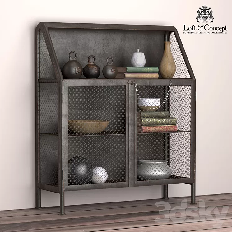 Vintage French Factory Bar Cart 3D Model