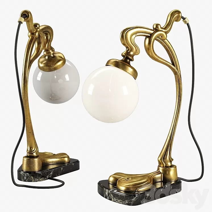 Vintage Gilt Bronze Art Nouveau Desk Lamp 3D Model Vintage Gilt Bronze Art Nouveau Desk Lamp 3D Model