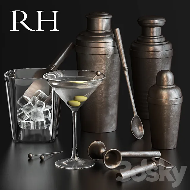 Vintage Hotel Oil-Rubbed Bronze Bar Collection 3D Model