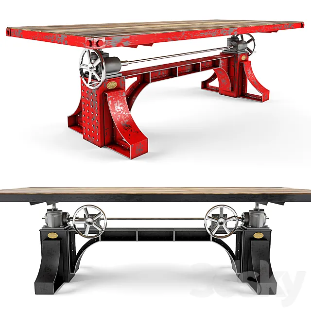 Vintage Industrial Bronx Crank Table 3D Model