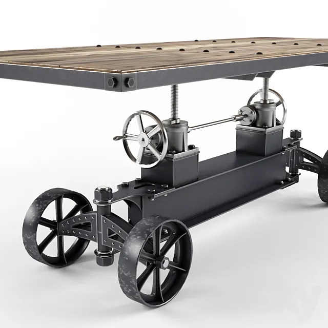 Vintage Industrial Train Crank Table 3D Model
