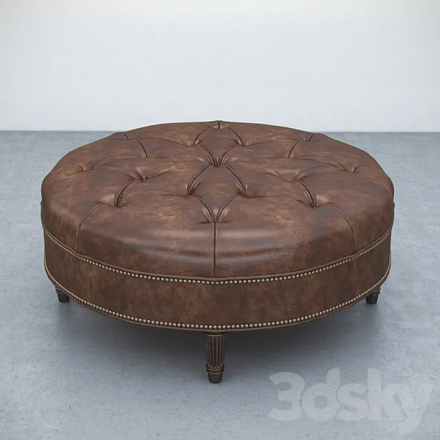 Vintage Large Round Ottoman 3DModel Vintage Large Round Ottoman 3DModel