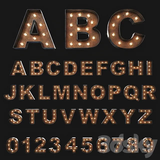 Vintage Marquee Letters _ Illuminated letters 3DModel Vintage Marquee Letters _ Illuminated letters 3DModel