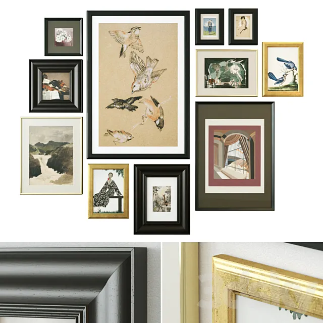 Vintage poster set 3D Model