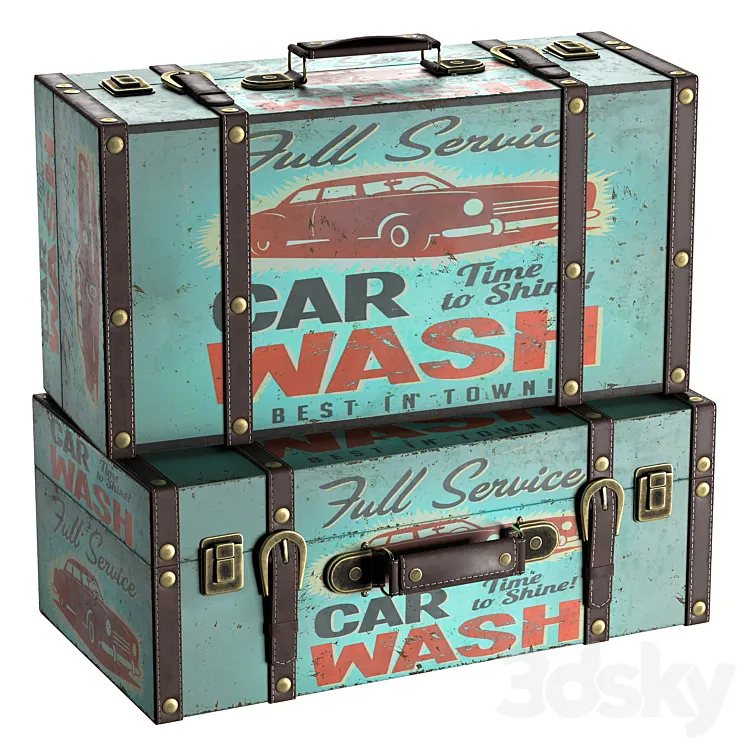 Vintage retro suitcase 3D Model Free Download