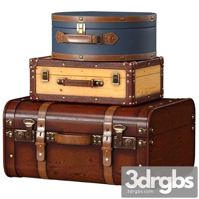 Vintage suitcases 3D Model Download