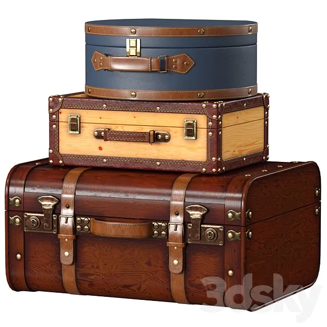 Vintage suitcases 3D Model Vintage suitcases 3D Model