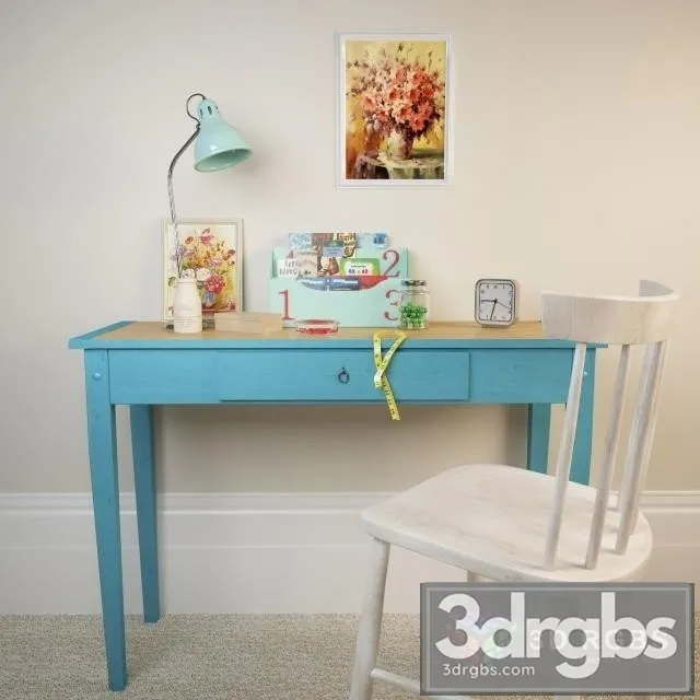 Vintage Table and Chair 3D Model Download