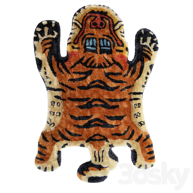 Vintage Tibetan Tiger Rug 3D Model Vintage Tibetan Tiger Rug 3D Model