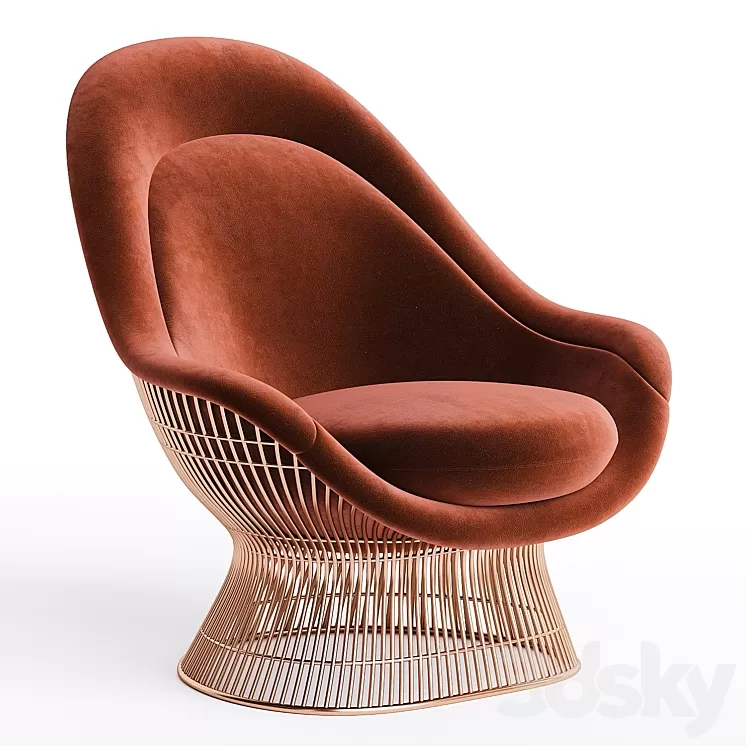 Vintage Warren Platner Knoll Easy Chair Ottoman 3D Model Free Download