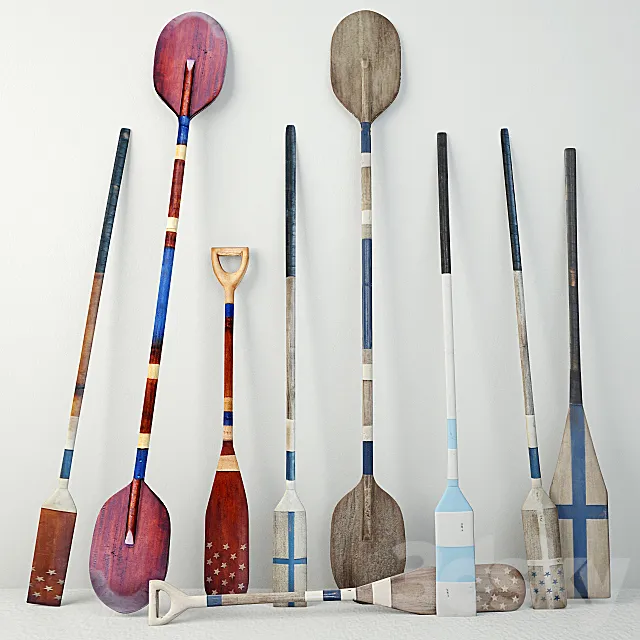 Vintage Wooden Paddles and Oars Jeffan 3DModel Vintage Wooden Paddles and Oars Jeffan 3DModel