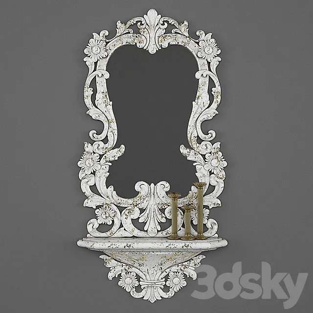 Vintage_White_Mirror 3D Model