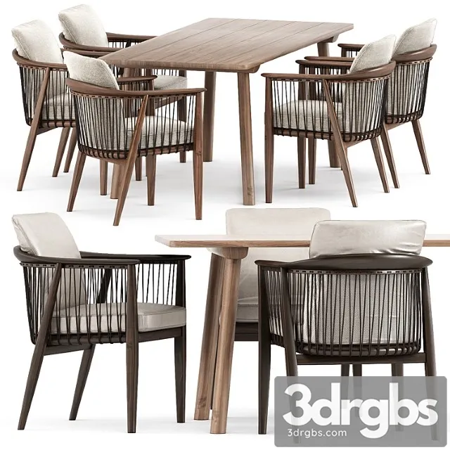 Viola chair by poltrona frau and taro 6101 table by fredericia 2 3D Model Download