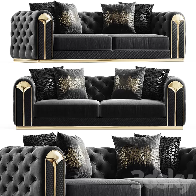 Violet Sofa 3 Seater Gray 3D Model Free Download