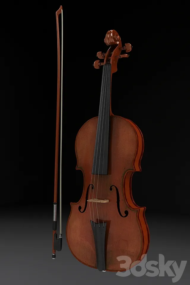 Violin and bow 3D Model