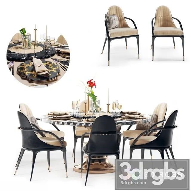 Visionnaire Jera Table and Chair 3D Model Download