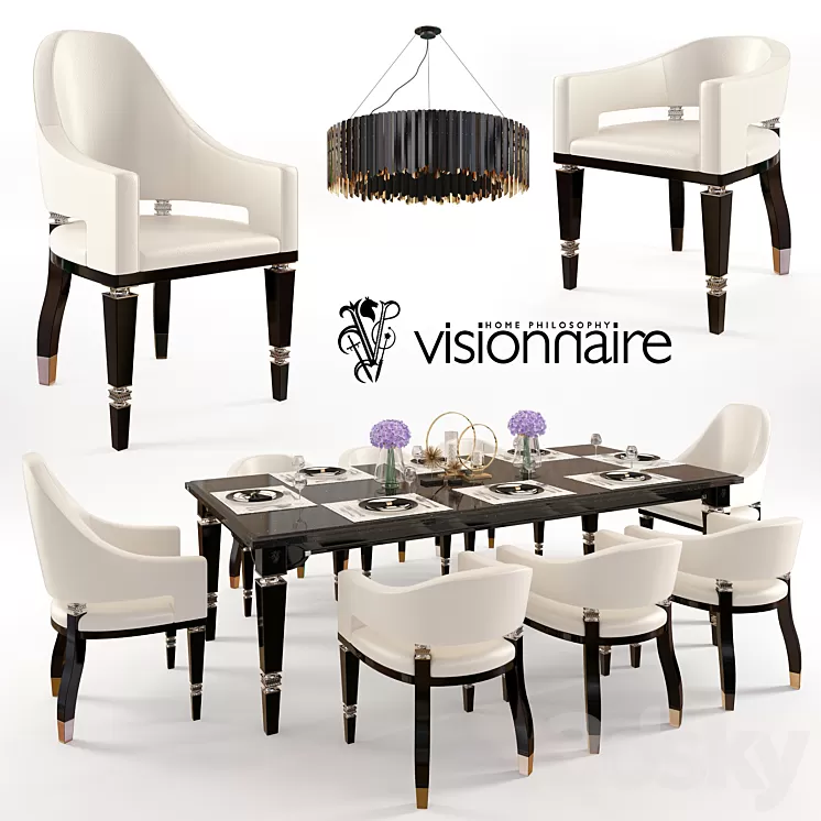 Visionnaire Table & Chair Set 3D Model