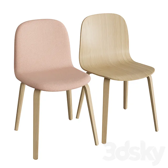 Visu Chair Wood Base 3D Model Visu Chair Wood Base 3D Model