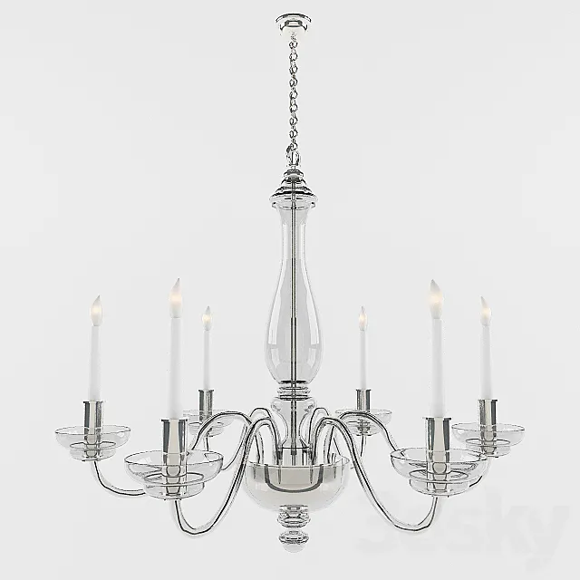 Visual Comfort EF Chapman King George 6 Light Chandelier in Crystal with Polished Silver CHC1142CG 3DModel Visual Comfort EF Chapman King George 6 Light Chandelier in Crystal with Polished Silver CHC1142CG 3DModel