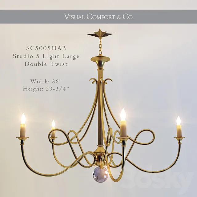 Visual Comfort Studio 5 Light Large Double Twist 3DModel Visual Comfort Studio 5 Light Large Double Twist 3DModel