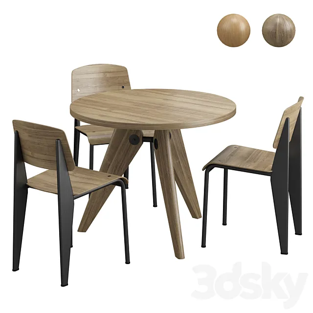 Vitra Gueridon Table & Vitra Standard Chair 3DModel