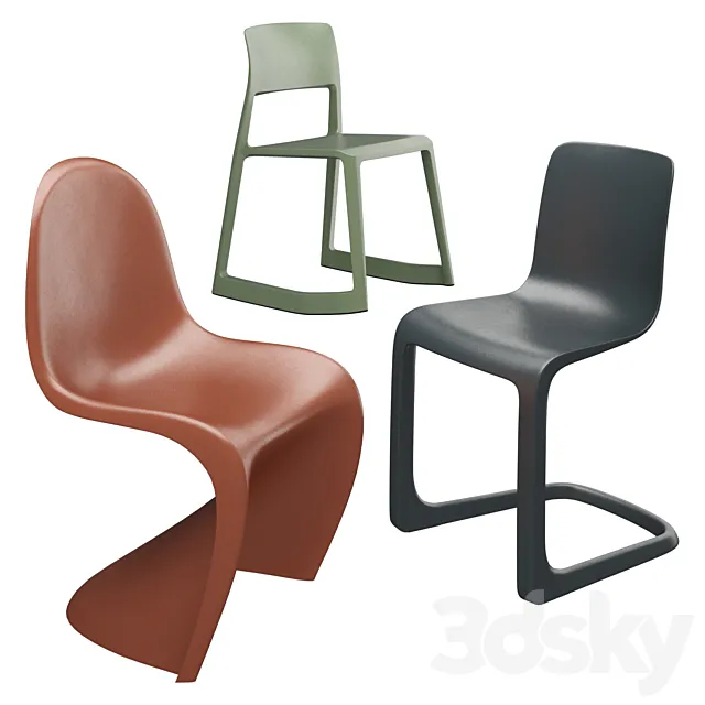 Vitra Plastic Chairs 3D Model