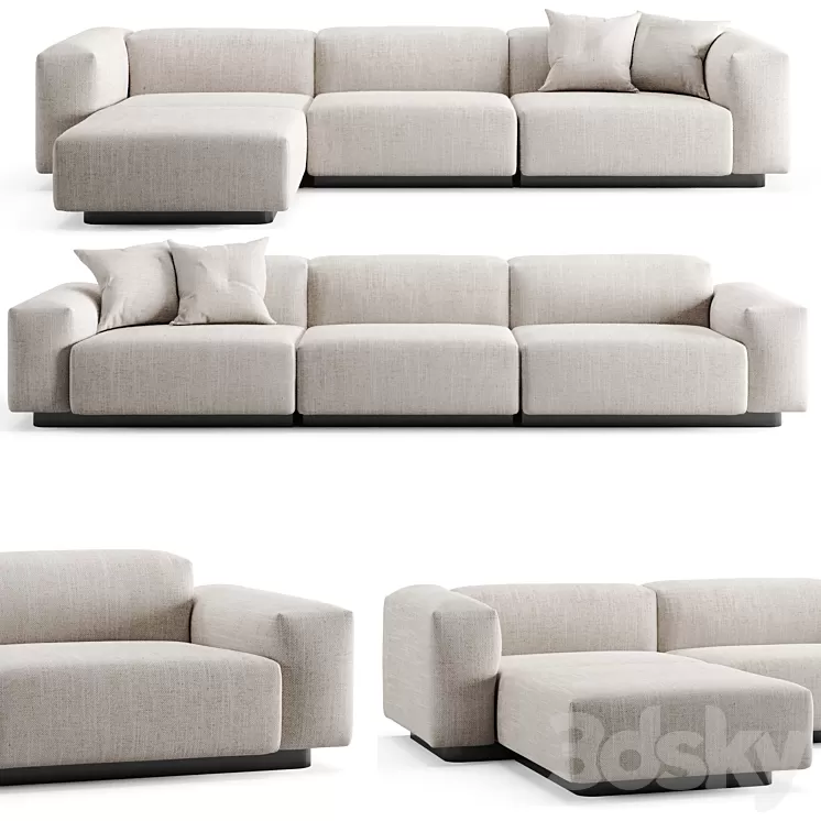 Vitra Soft Modular 3 Seat Longue Sofa 3D Model